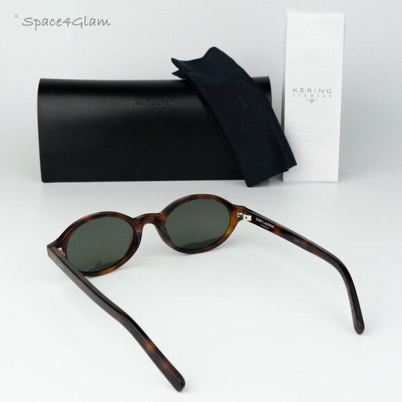 BRAND NEW Saint Laurent SL751 JEANNE 003 Dark Havana Grey Oval Unisex Sunglasses - Picture 10 of 13